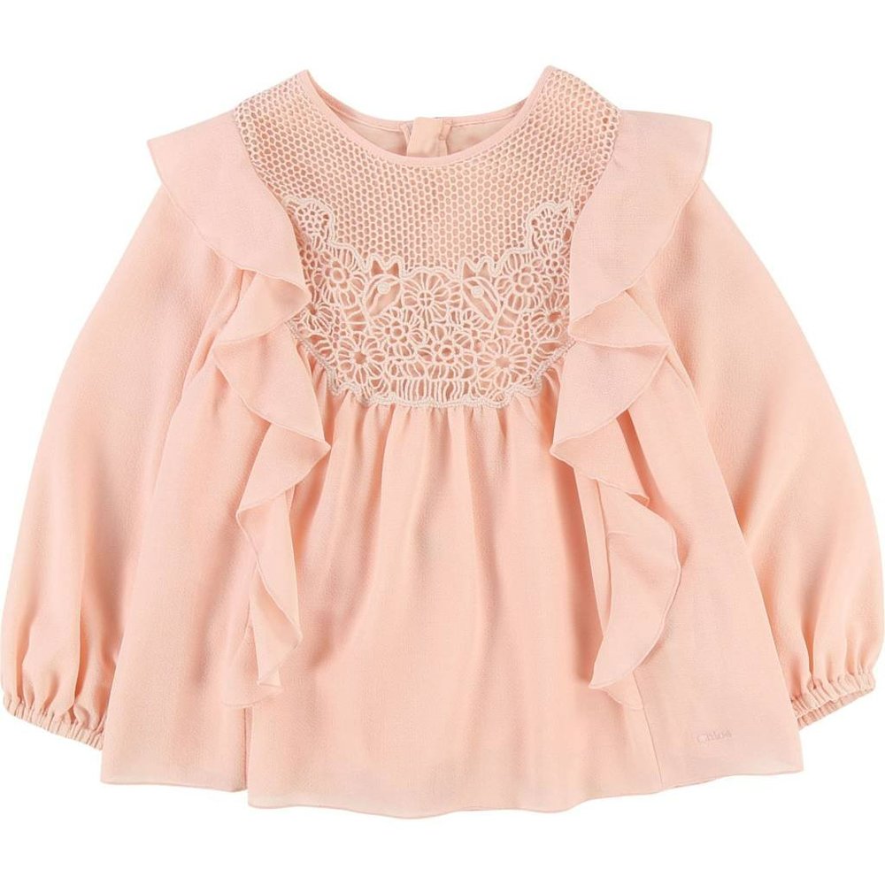 Chloe Girl's Kid's Frill Blouse Size 10Y Light Pink